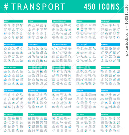 Set Vector Line Icons of Transport Set Vector Line Icons of Transport 108813136