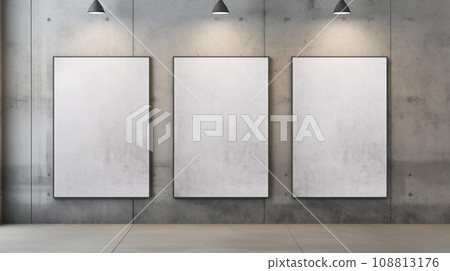Three Posters on a Concrete Wall Mockup Three Posters on a Concrete Wall Mockup 108813176