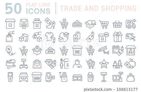 Set Vector Line Icons of Trade and Shopping Set Vector Line Icons of Trade and Shopping 108813177