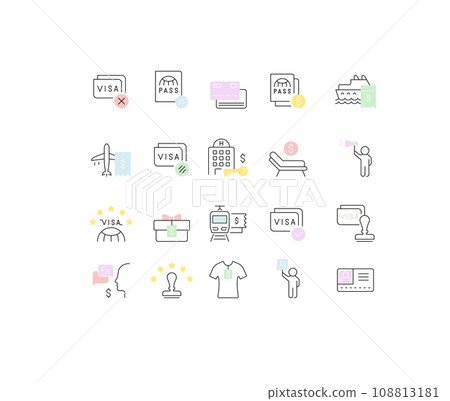 Set Vector Line Icons of Tourist Business 108813181
