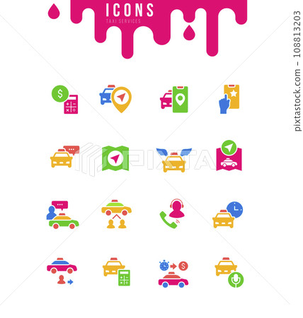 Set of Simple Icons of Taxi Services Set of Simple Icons of Taxi Services 108813203