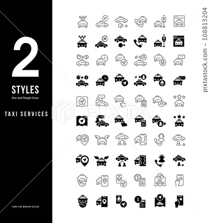 Simple Line Icons of Taxi Services Simple Line Icons of Taxi Services 108813204