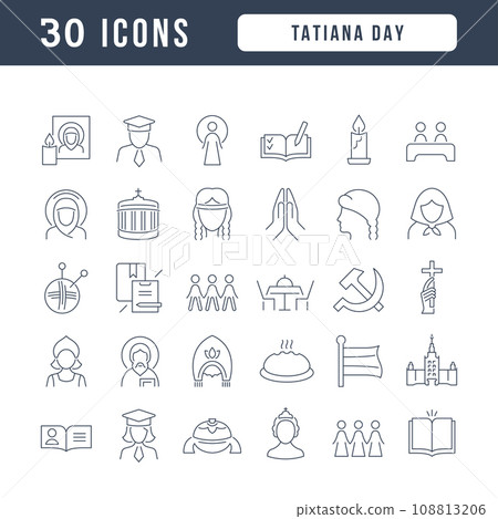 Set of linear icons of Tatiana Day Set of linear icons of Tatiana Day 108813206