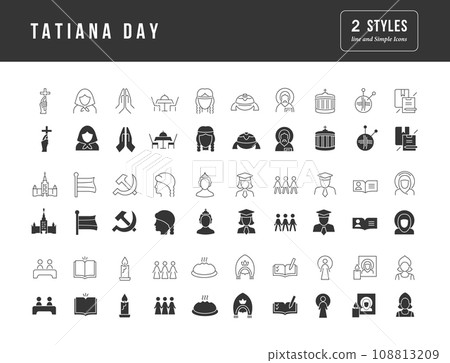 Set of simple icons of Tatiana Day 108813209