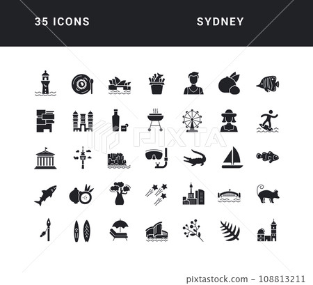 Set of simple icons of Sydney Set of simple icons of Sydney 108813211