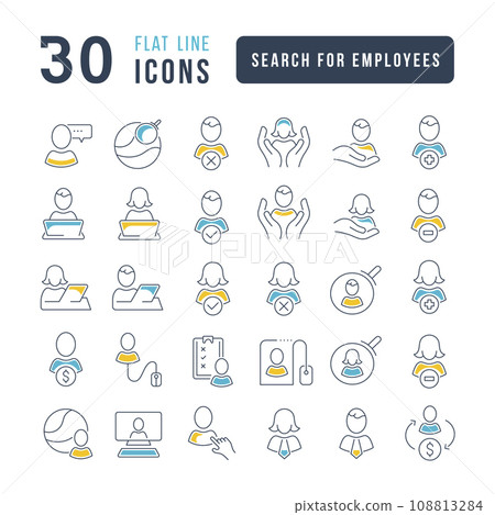 Vector Line Icons of Search for Employees Vector Line Icons of Search for Employees 108813284