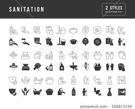Set of simple icons of Sanitation Set of simple icons of Sanitation 108813299