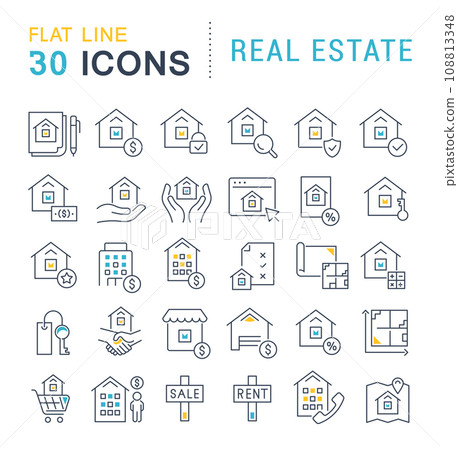 Set Vector Line Icons of Real Estate 108813348