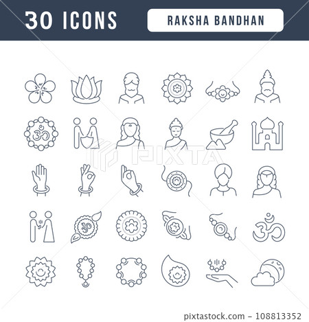 Set of linear icons of Raksha Bandhan 108813352