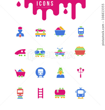 Set of Simple Icons of Rail Transport 108813355