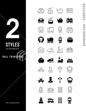 Simple Line Icons of Rail Transport 108813356