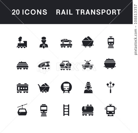 Set of Simple Icons of Rail Transport 108813357
