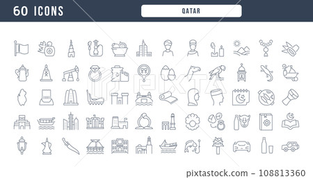 Set of linear icons of Qatar 108813360