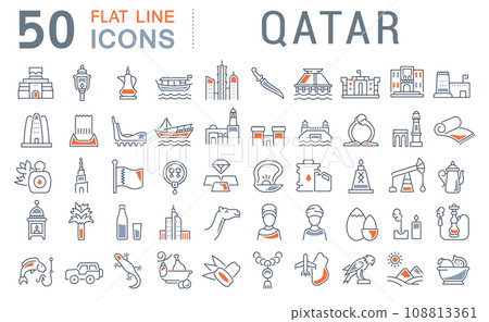Set Vector Line Icons of Qatar. 108813361