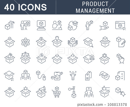 Set Vector Line Icons of Product Management - Stock Illustration ...