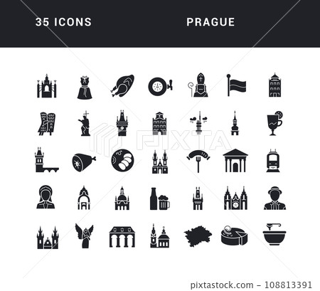 Set of simple icons of Prague Set of simple icons of Prague 108813391