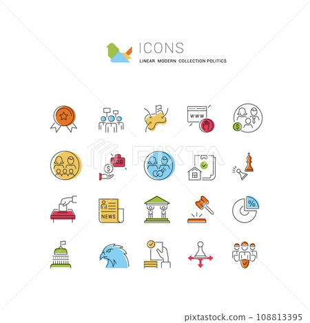 Set Vector Line Icons of Politics and the State. Set Vector Line Icons of Politics and the State. 108813395