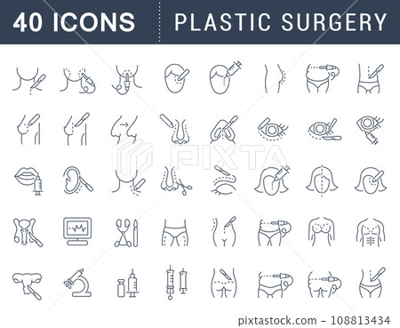 Set Vector Line Icons of Plastic Surgery. Set Vector Line Icons of Plastic Surgery. 108813434