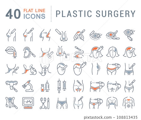 Set Vector Line Icons of Plastic Surgery. Set Vector Line Icons of Plastic Surgery. 108813435