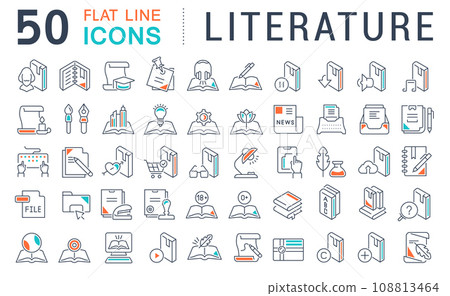 Set Vector Line Icons of Literature. 108813464
