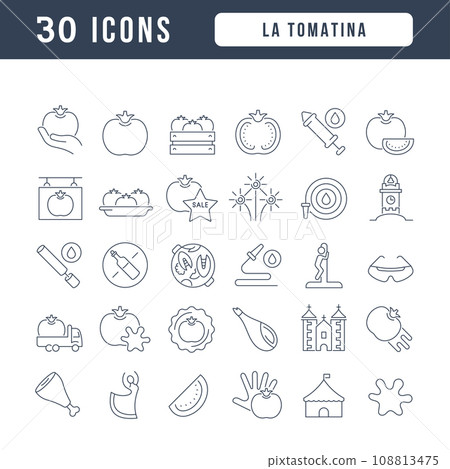 Vector Line Icons of La Tomatina 108813475