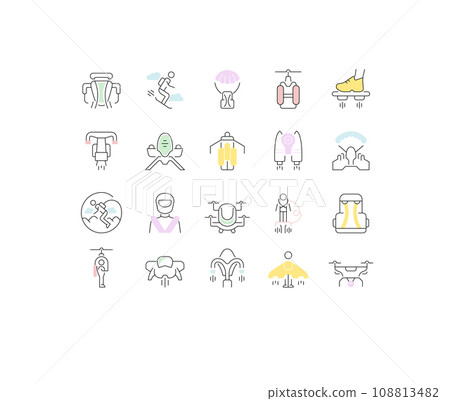 Set Vector Line Icons of Jetpack. 108813482