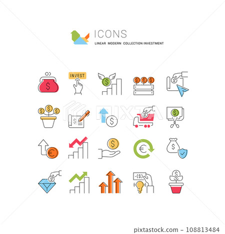 Set Vector Line Icons of Investment 108813484