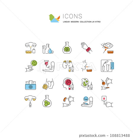 Set Vector Line Icons of In Vitro. 108813488