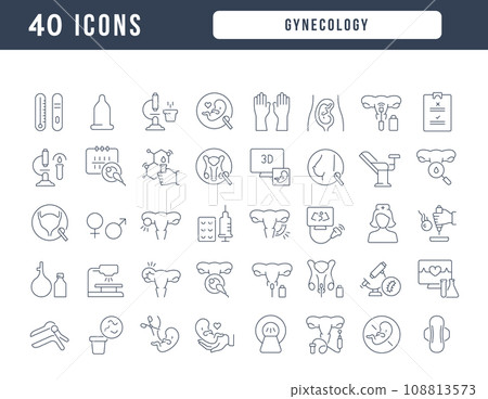 Set of linear icons of Gynecology 108813573