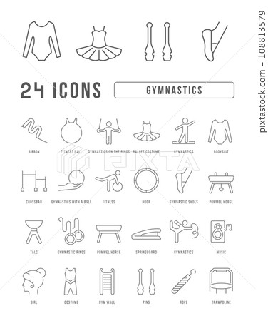 Set of linear icons of Gymnastics 108813579