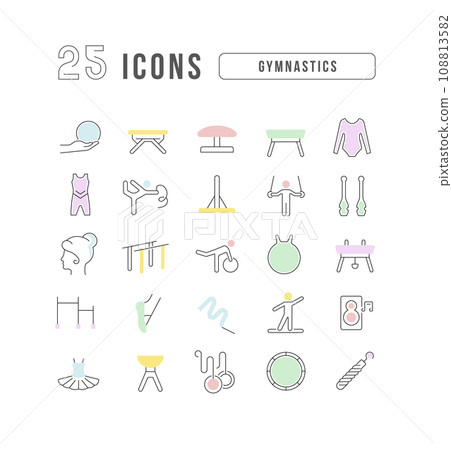 Set of linear icons of Gymnastics 108813582