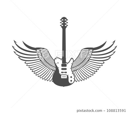 Logotype of Guitar with Wings. Logotype of Guitar with Wings. 108813591