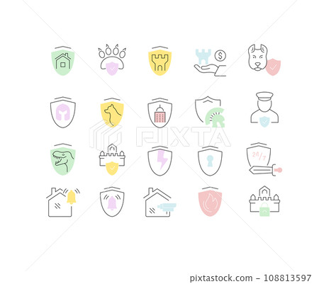 Set Vector Line Icons of Guard Company Set Vector Line Icons of Guard Company 108813597