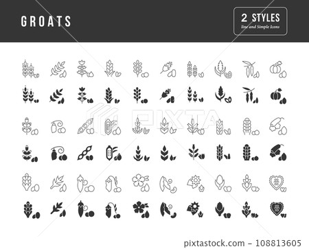 Set of simple icons of Groats 108813605