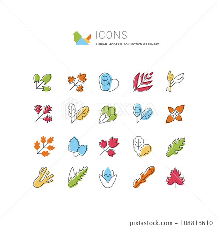 Set Vector Line Icons of Greenery. 108813610