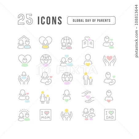 Vector Line Icons of Global Day of Parents Vector Line Icons of Global Day of Parents 108813644