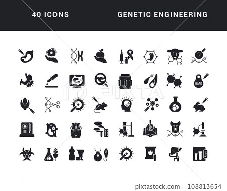 Set of linear icons of Genetic Engineering Set of linear icons of Genetic Engineering 108813654