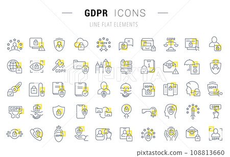 Set Vector Line Icons of GDPR 108813660