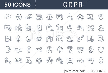 Set Vector Line Icons of GDPR 108813662