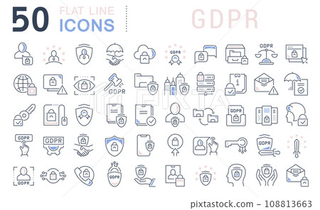 Set Vector Line Icons of GDPR 108813663