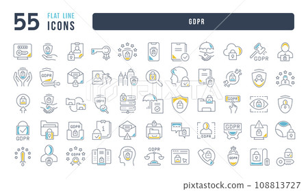 Set of linear icons of GDPR 108813727