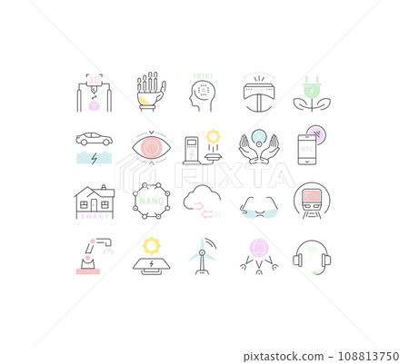 Set Vector Flat Line Icons Future Technology - Stock Illustration ...