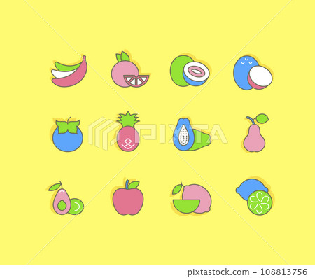 Set of Simple line Icons of Fruits 108813756