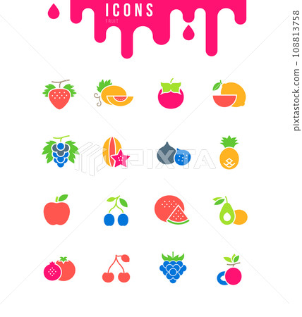 Set of Simple Icons of Fruits 108813758