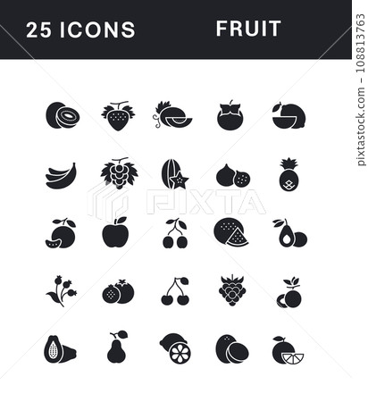 Set of Simple Icons of Fruit Set of Simple Icons of Fruit 108813763