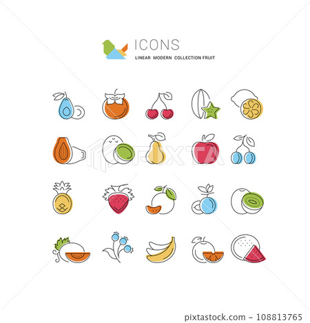 Set Vector Flat Line Icons Fruit 108813765