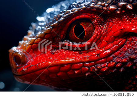 Close-up of lizard eye. Dangerous creature Close-up of lizard eye. Dangerous creature 108813890