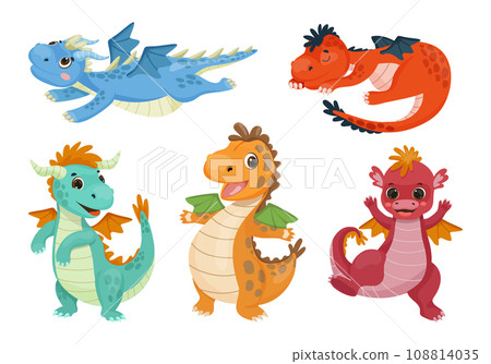Collection of Dragons in Cartoon Style Collection of Dragons in Cartoon Style 108814035