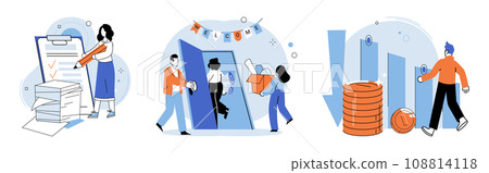 Falling economy. Vector illustration. Investments become riskier during economic crisis Businesses face financial challenges and may even face bankruptcy The risk economic failure increases during 108814118