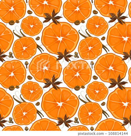 Seamless pattern with orange and grapefruit 108814144